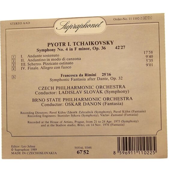 Tchaikovsky Symphony No. 4 Francesca Da Rimini Classical Music  37662cd - Picture 2 of 2